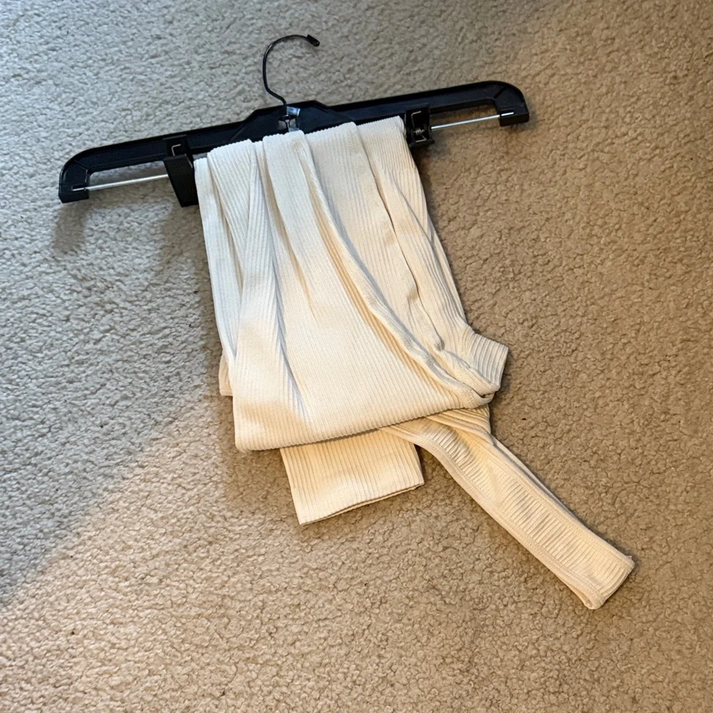 Cream Ribbed Jumpsuit - Picture 3 of 3